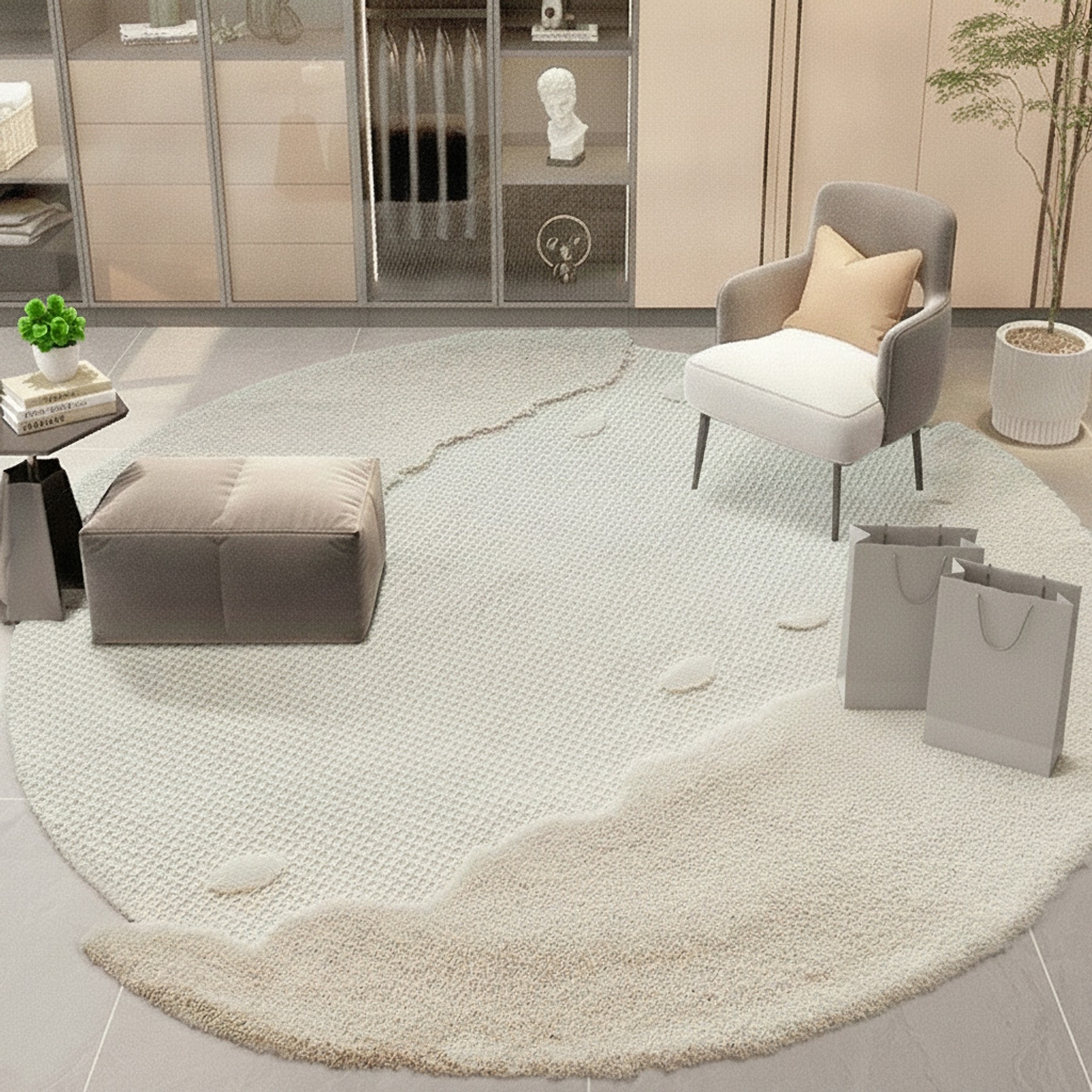 Round Wool-Lined Wave Rug lifestyle 3
