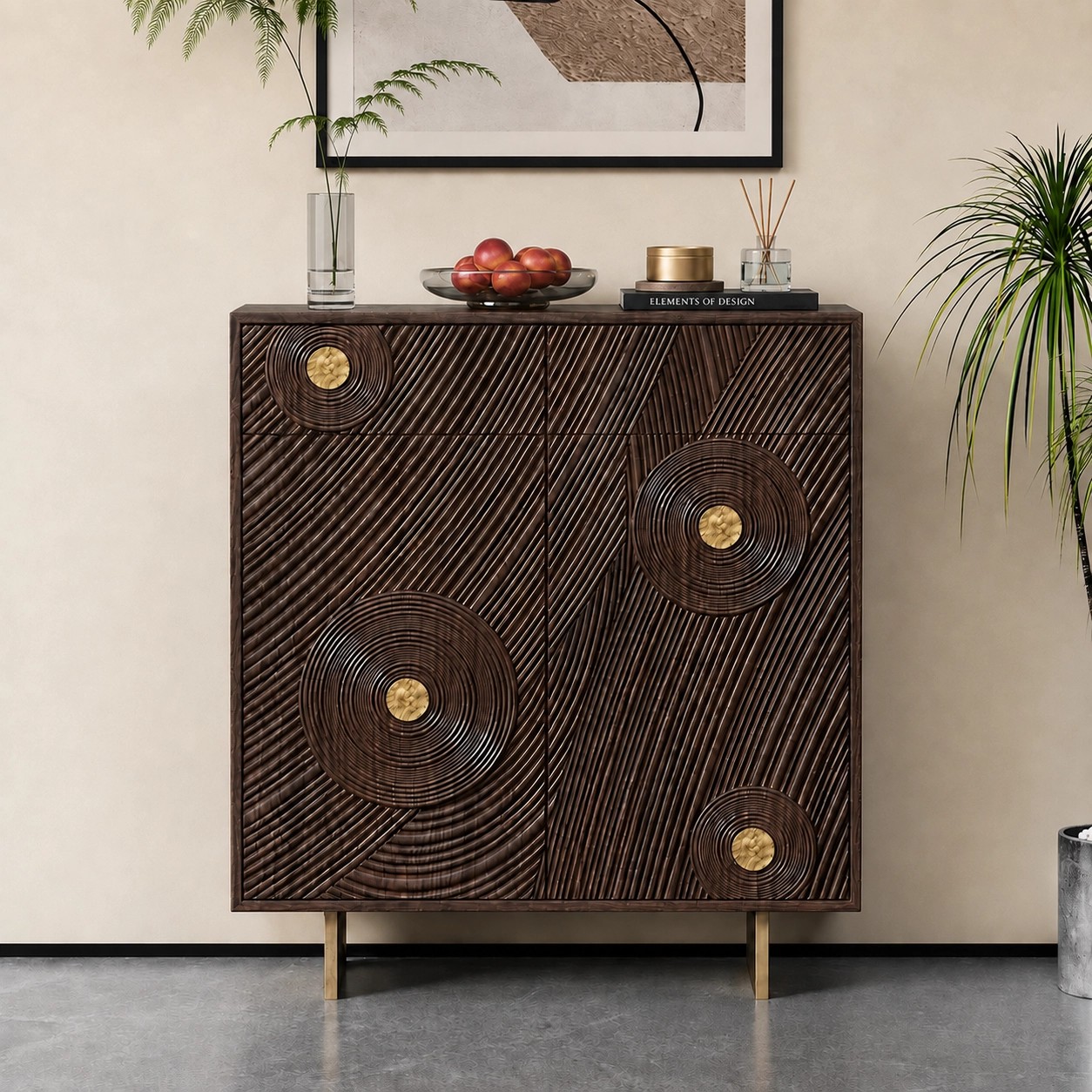 Solid Walnut Two-Door Shoe Cabinet lifestyle 2