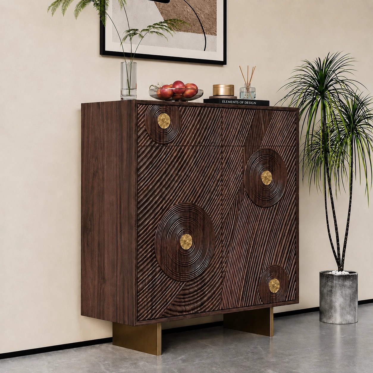 Solid Walnut Two-Door Shoe Cabinet lifestyle 3