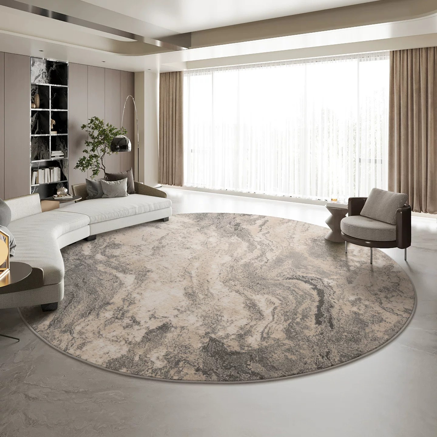 Round Rug with Marble Pattern lifestyle 3