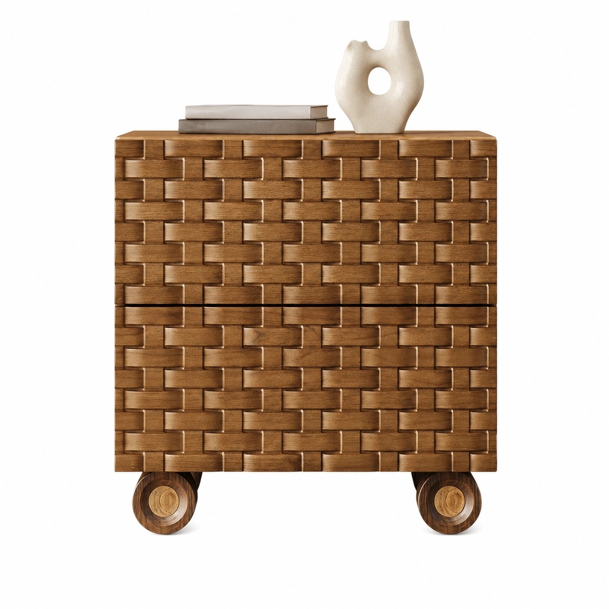 Solid Wood Nightstand with Pattern lifestyle 1