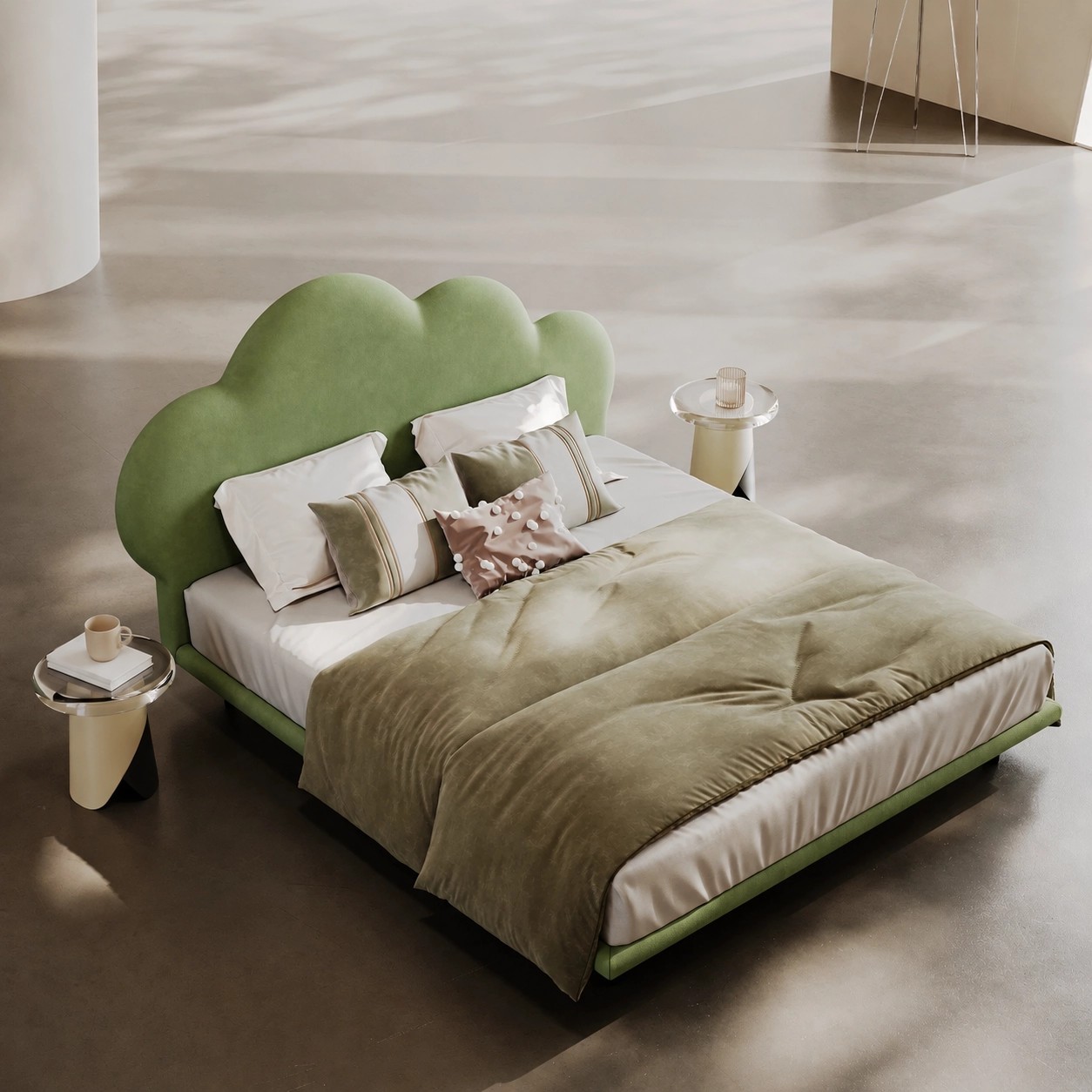 Cloud-Shaped Milk Fleece Bed lifestyle 1