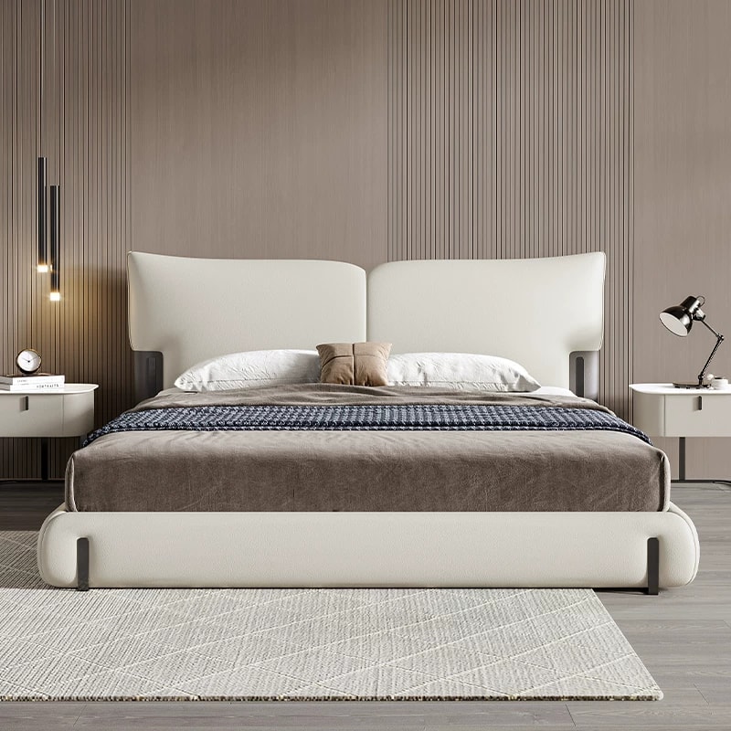 Off-White Leather Bed Frame lifestyle 1