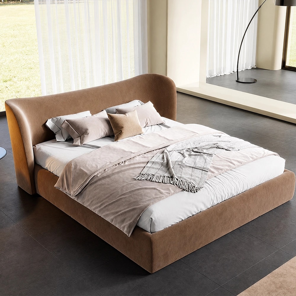 Plush Upholstered Minimalist Bed lifestyle 1