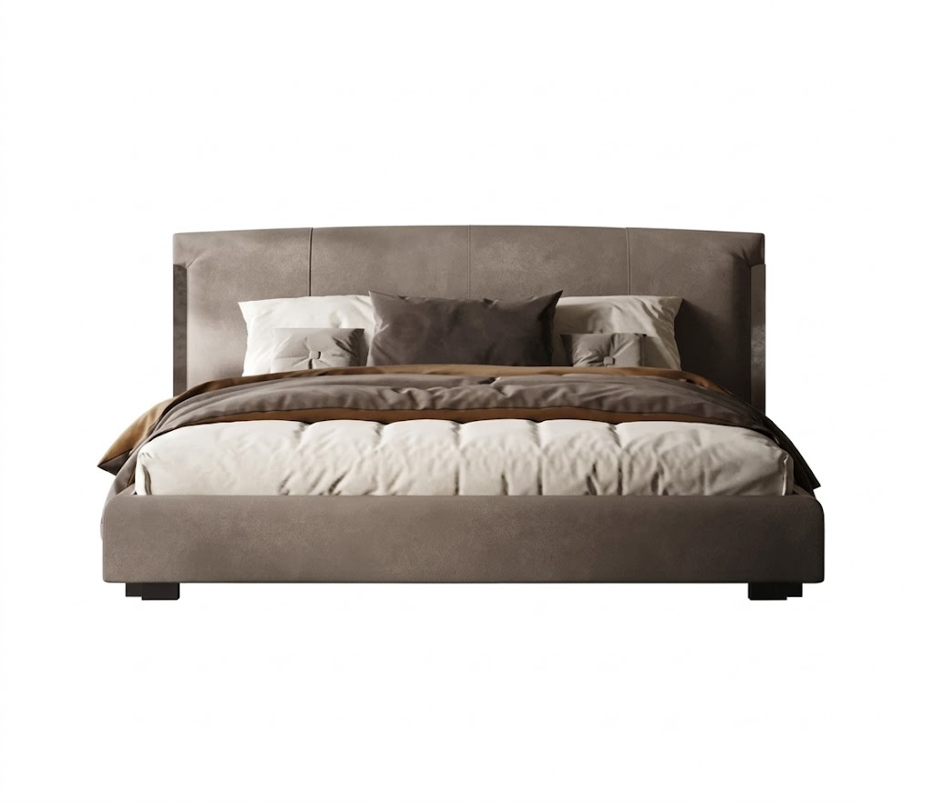Leather Upholstered Solid Wood Bed lifestyle 1