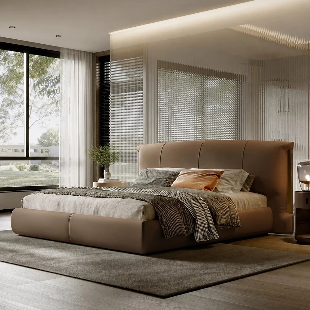 Leather Bed with Soft Backrest lifestyle 1