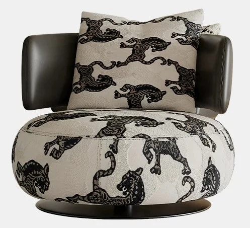 Italian Fabric Swivel Accent Chair lifestyle 1