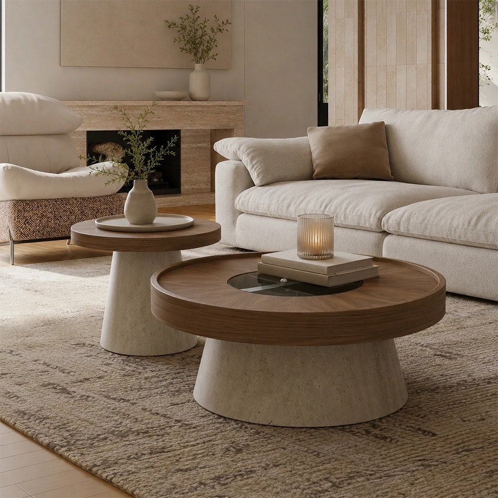 Contemporary Engineered Wood Coffee Table & Side Table Set lifestyle 2
