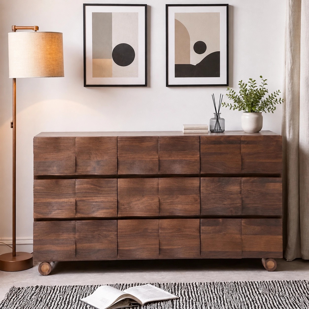 Wavy Walnut Wood Sideboard lifestyle 2
