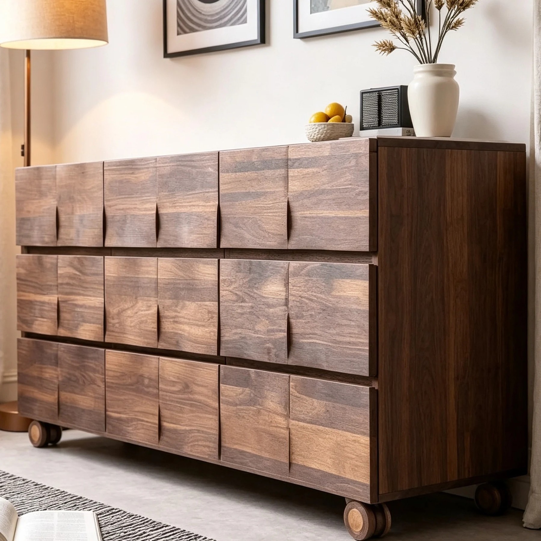 Wavy Walnut Wood Sideboard lifestyle 3
