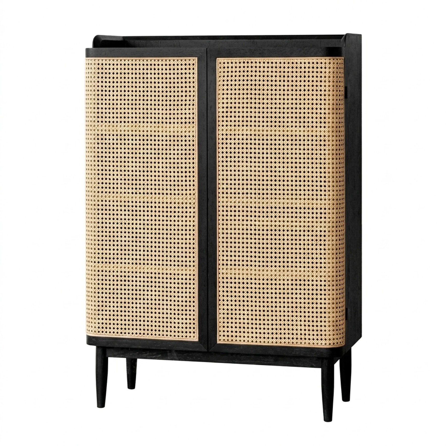 Solid Wood Rattan Shoe Cabinet lifestyle 1