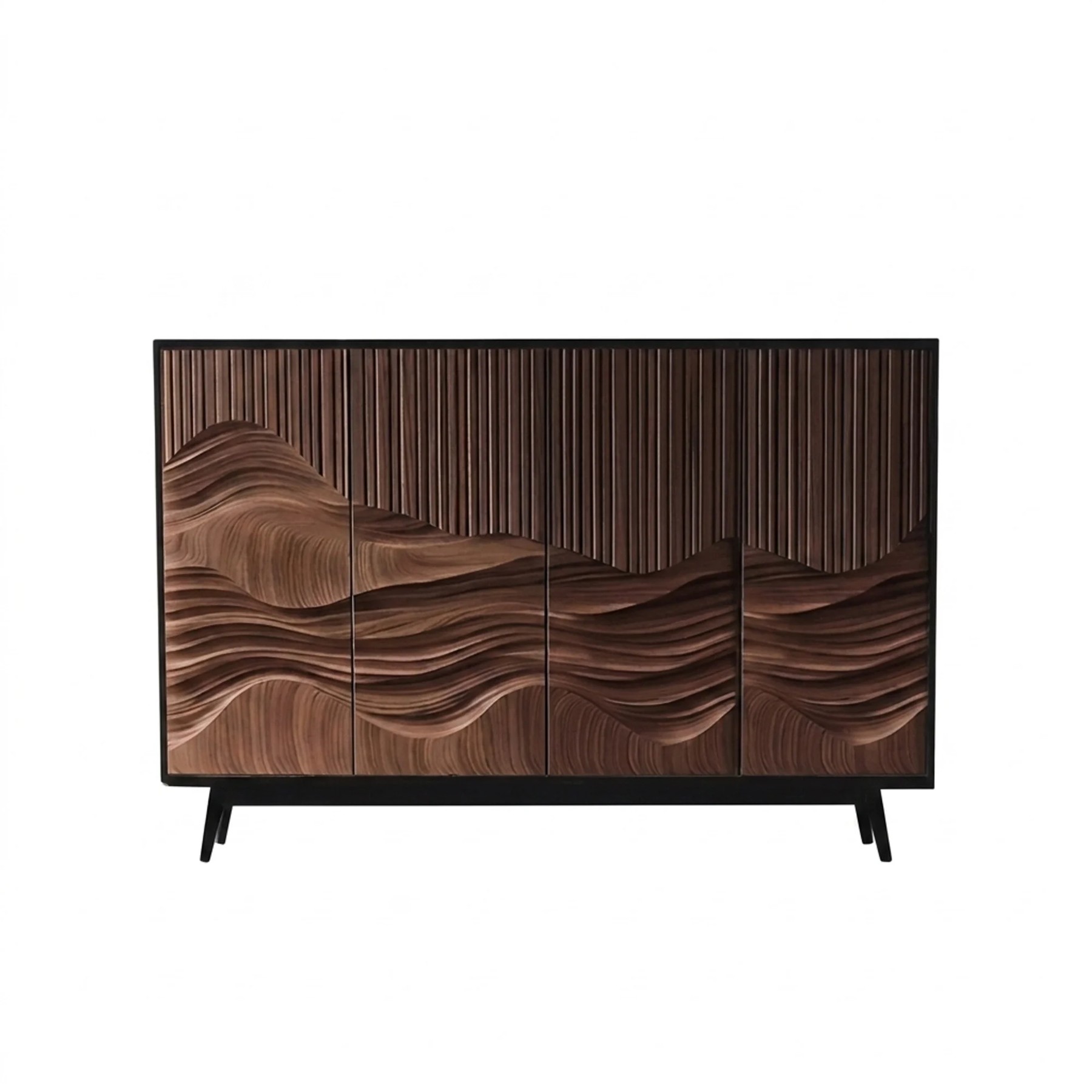 Carved Walnut Console Cabinet lifestyle 1