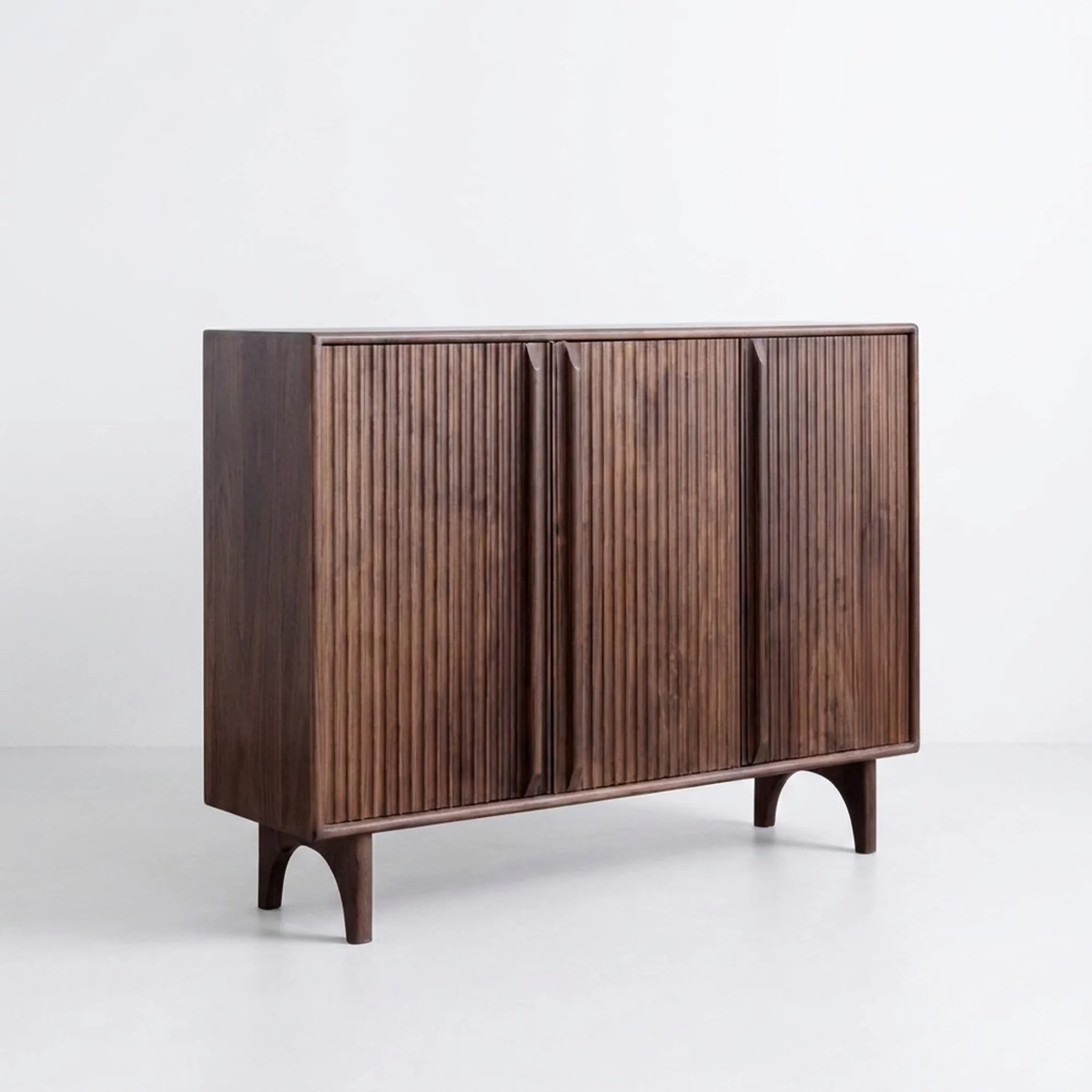 Black Walnut Vertical Grid Shoe Cabinet lifestyle 1