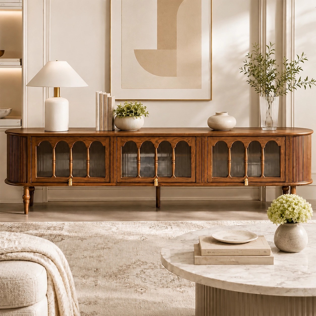 Retro Walnut TV Cabinet lifestyle 1