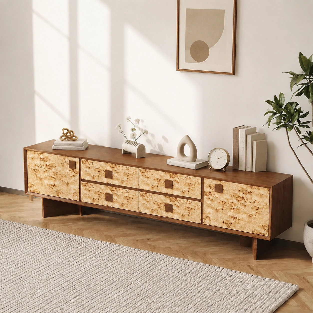 Vintage Wabi-Sabi Wood TV Stand lifestyle 2