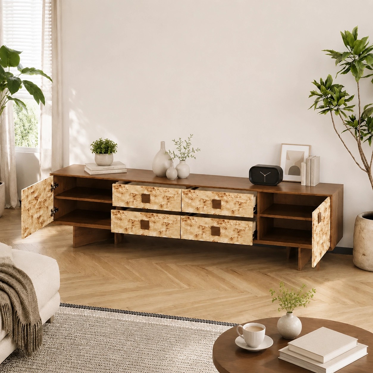 Vintage Wabi-Sabi Wood TV Stand lifestyle 3