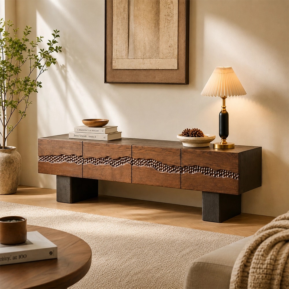 Vintage Ash Wood Media Console lifestyle 3