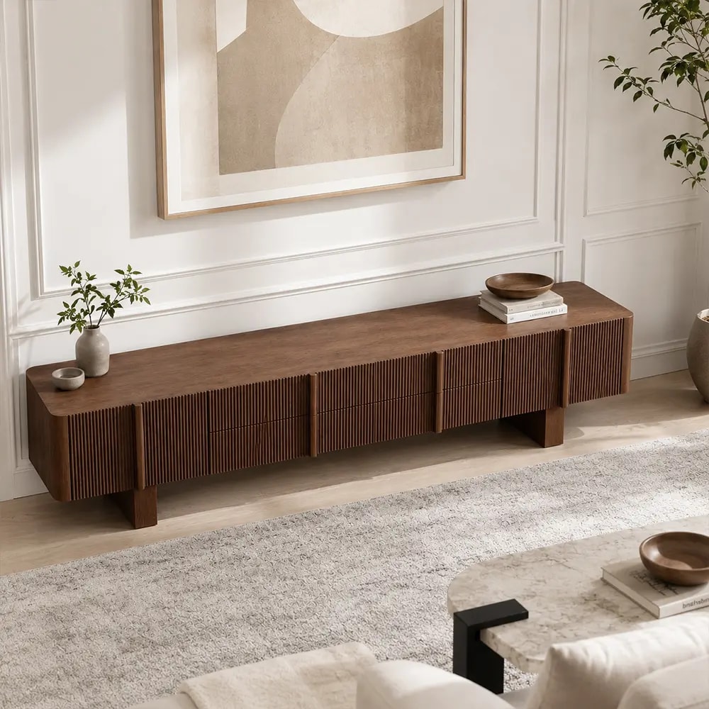 Minimalist Wood TV Stand lifestyle 3