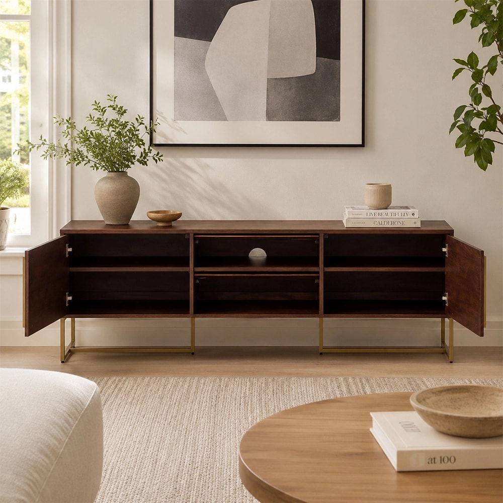 Herringbone Wood Media Console lifestyle 3