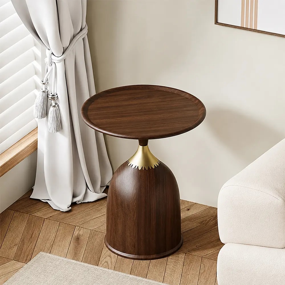 Italian Round Side Table with Metal Base lifestyle 1