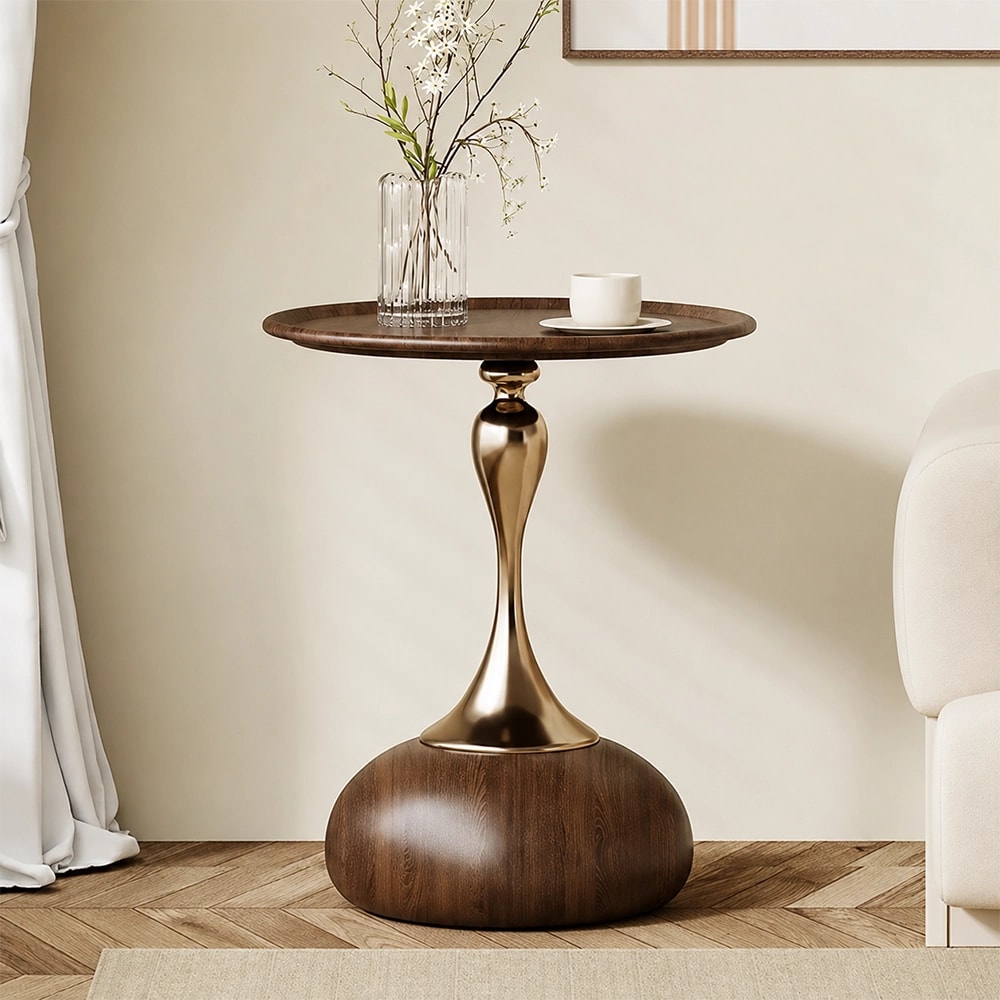 Italian Round Side Table with Metal Base lifestyle 2