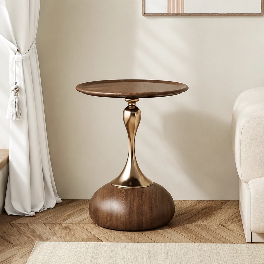 Italian Round Side Table with Metal Base lifestyle 3