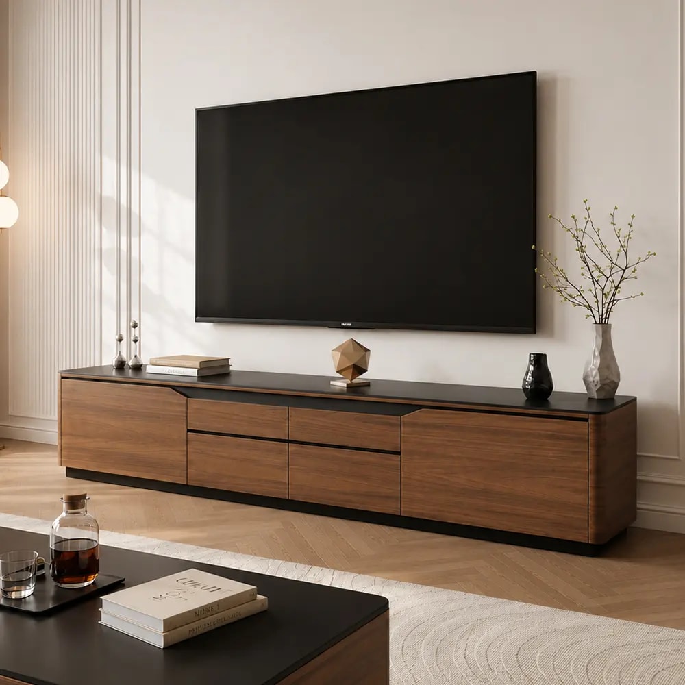 Curved Sintered Stone TV Cabinet lifestyle 1