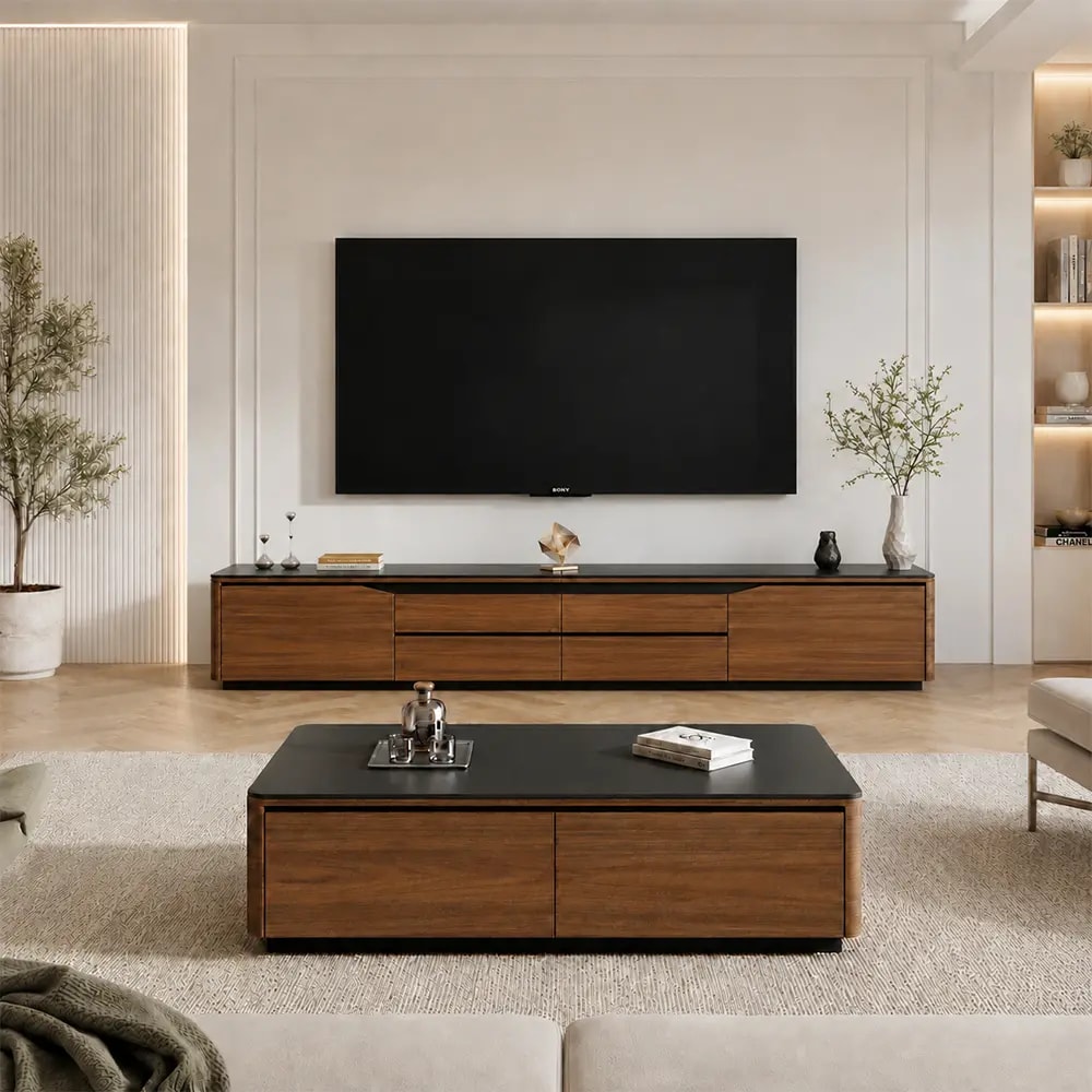 Curved Sintered Stone TV Cabinet lifestyle 2