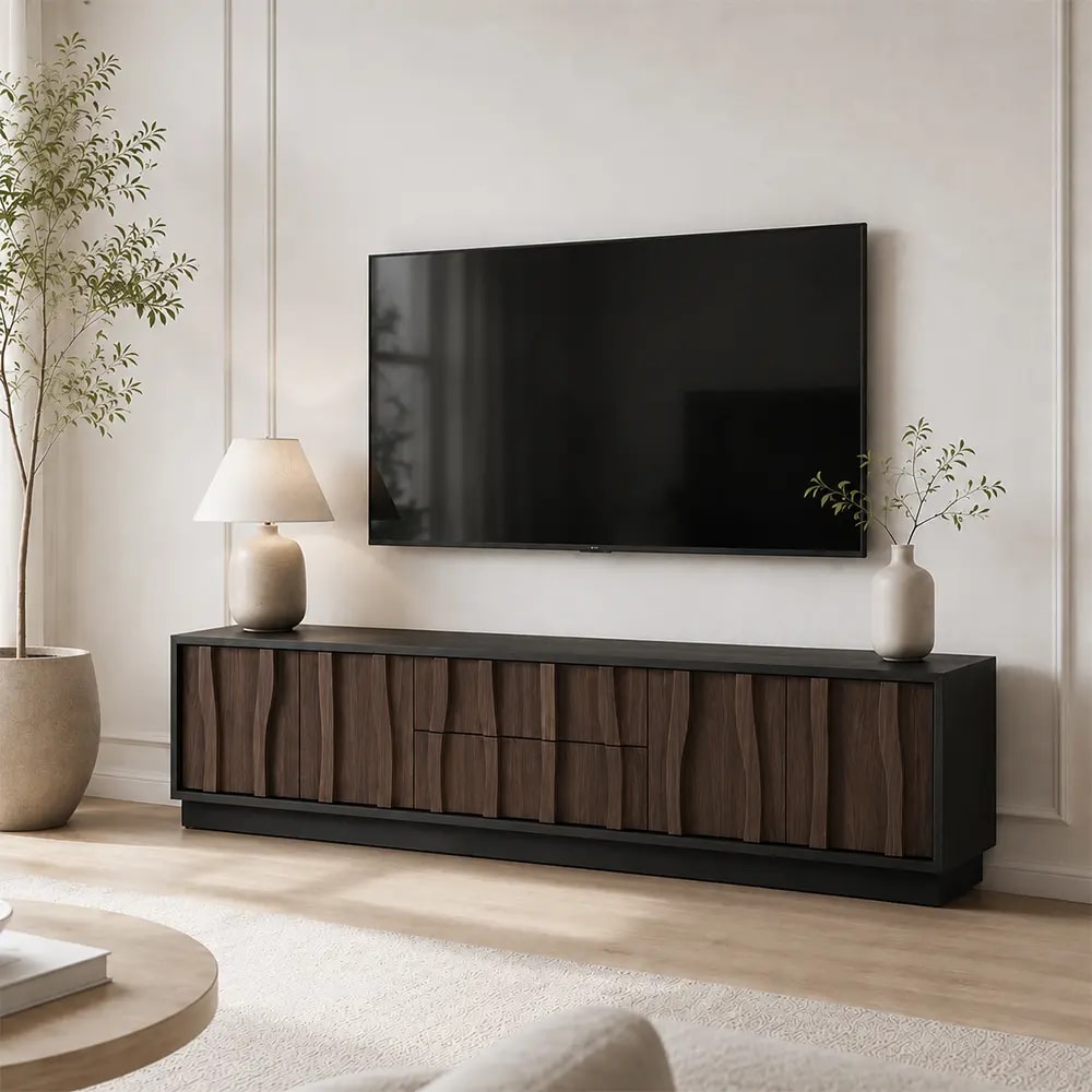 Retro Curved TV Stand lifestyle 2
