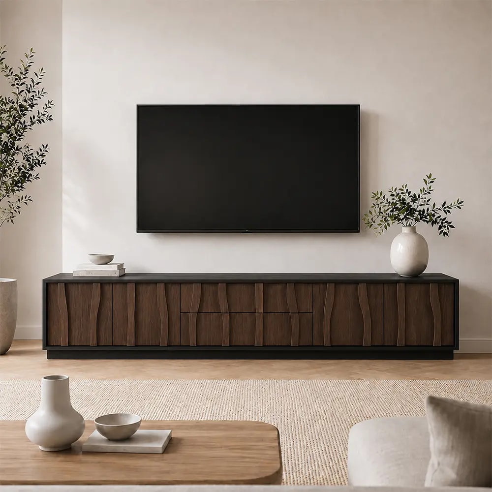 Retro Curved TV Stand lifestyle 1
