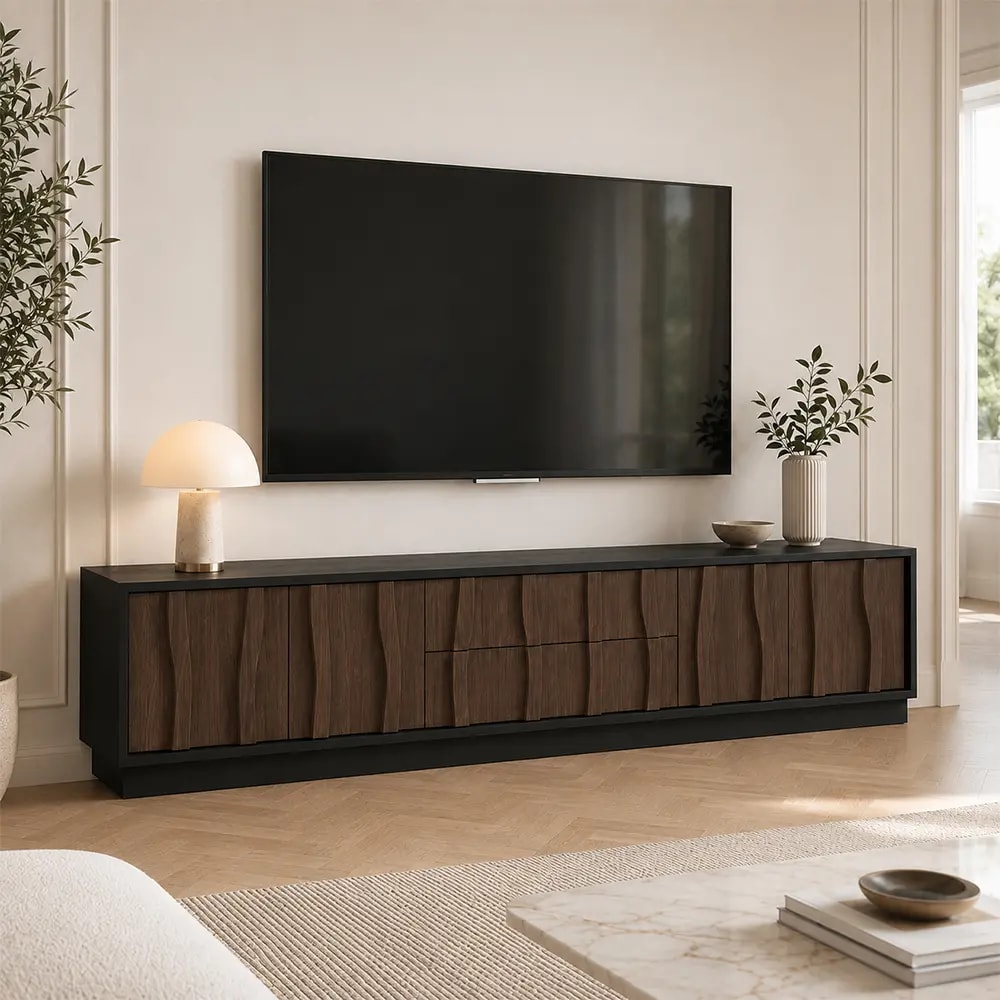 Retro Curved TV Stand lifestyle 3