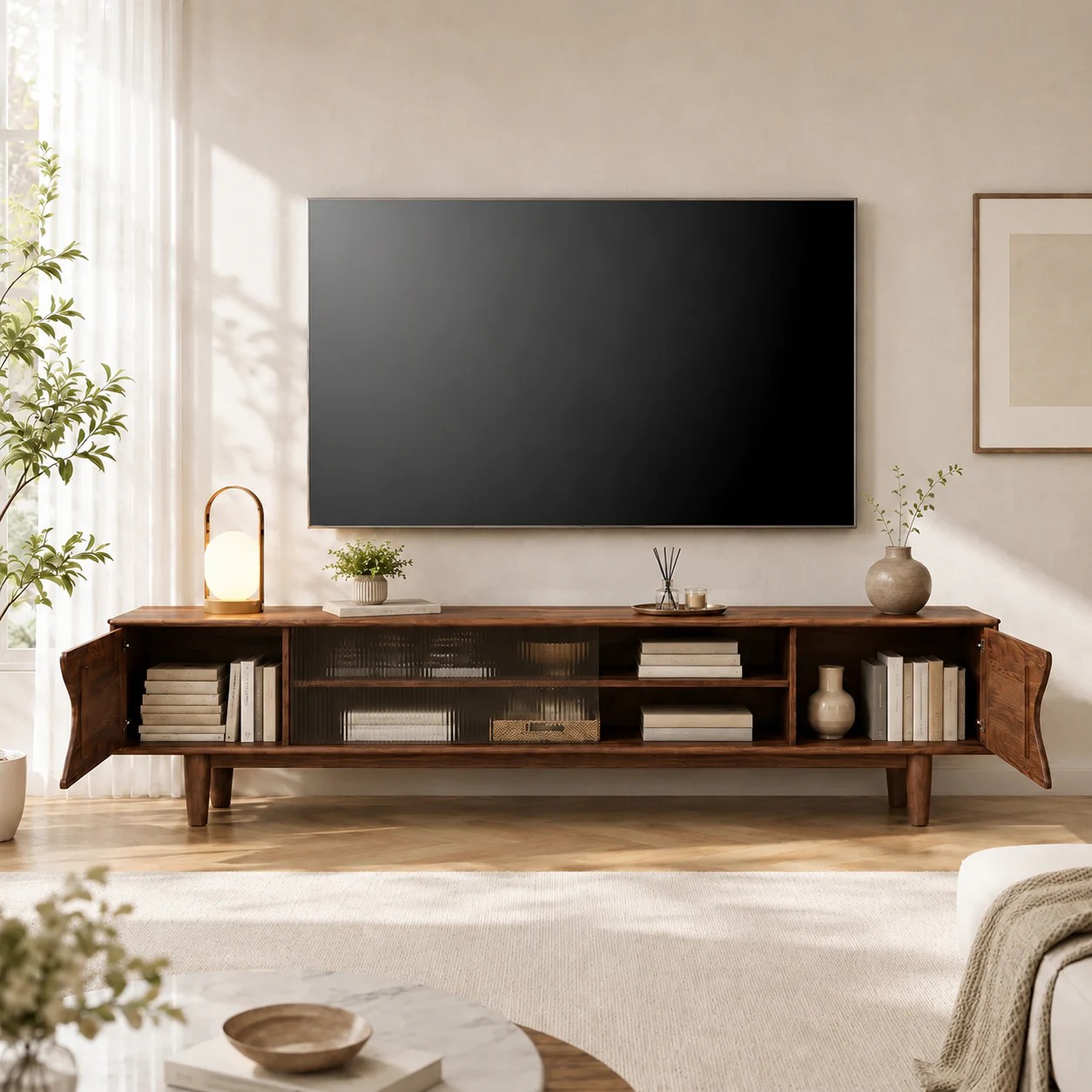 Mid-Century Walnut Media Console lifestyle 3