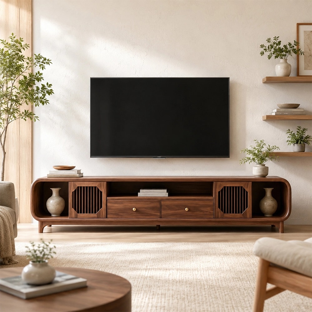 Solid Wood TV Stand lifestyle 1