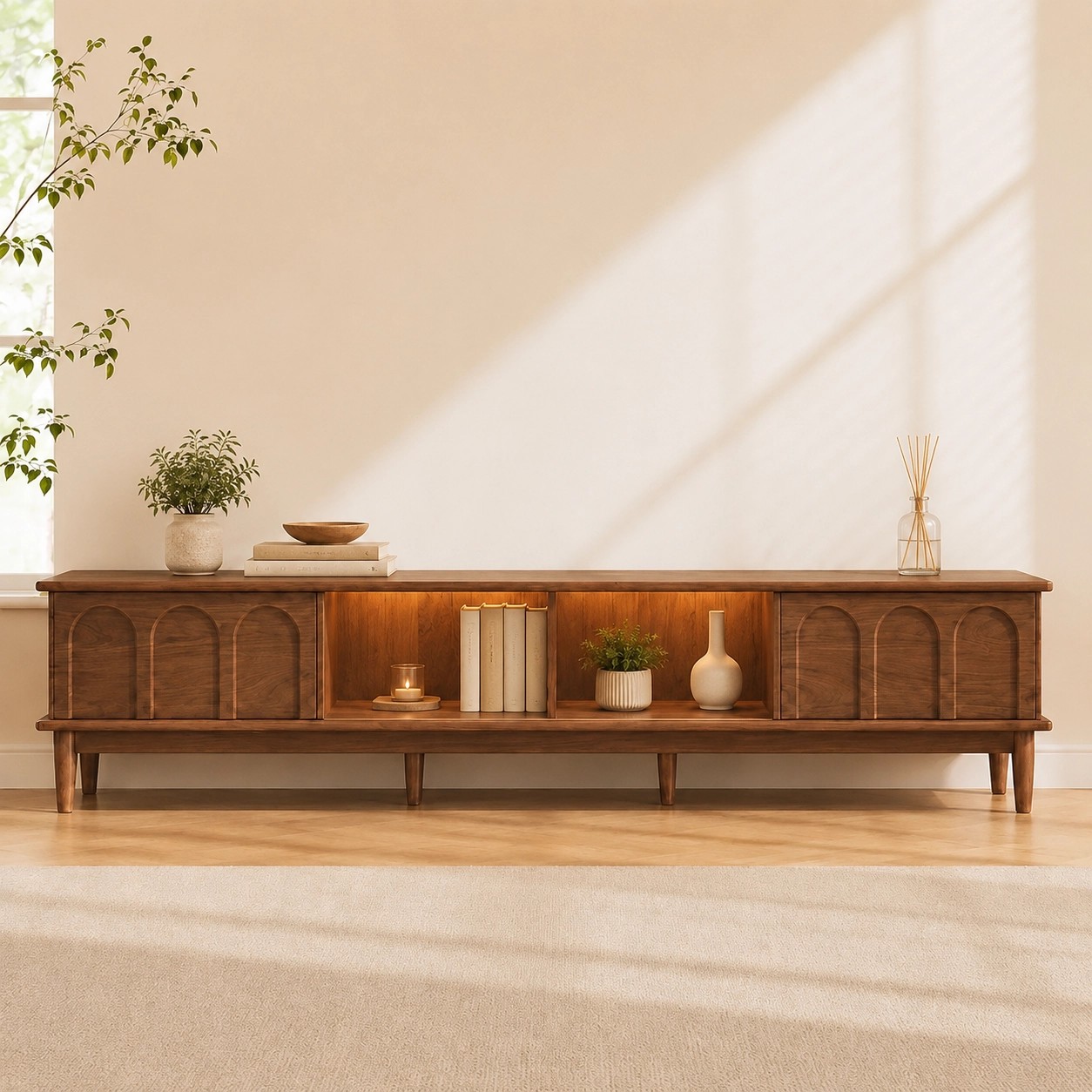 Walnut Retro TV Stand lifestyle 1