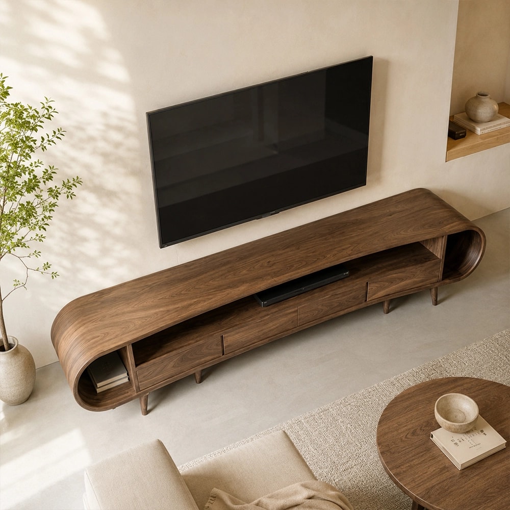 Black Walnut Minimalist TV Stand lifestyle 3