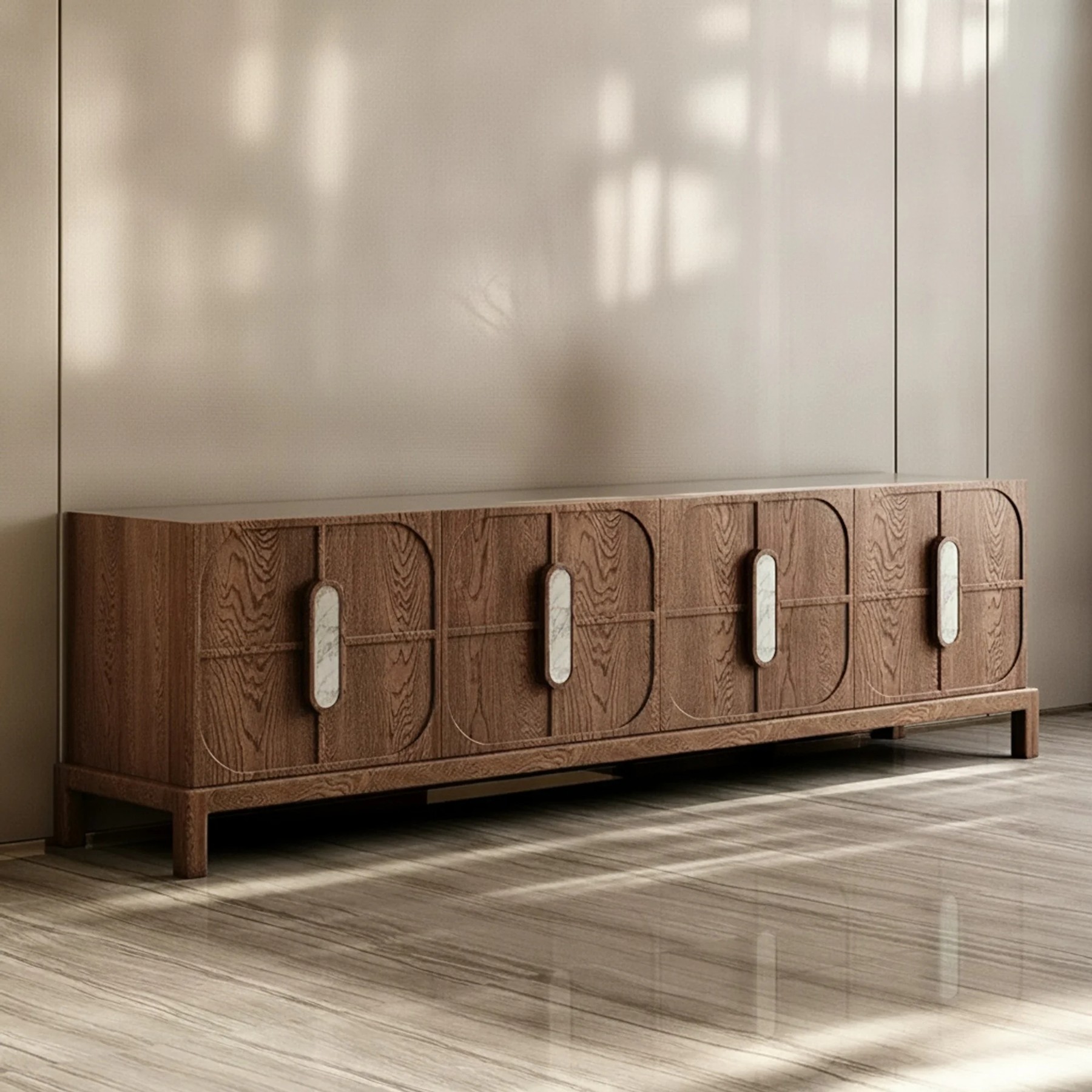 Solid Walnut Media Console lifestyle 1