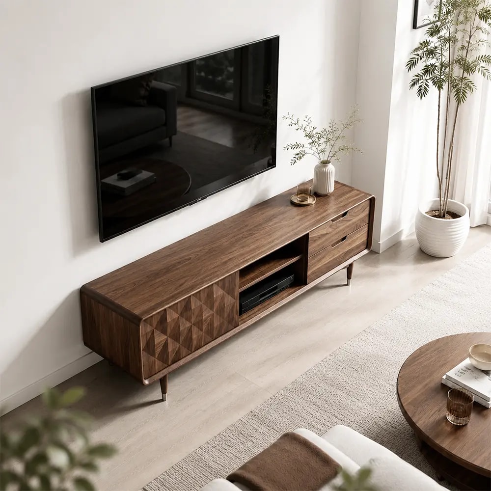 Minimalist Solid Wood TV Stand lifestyle 2