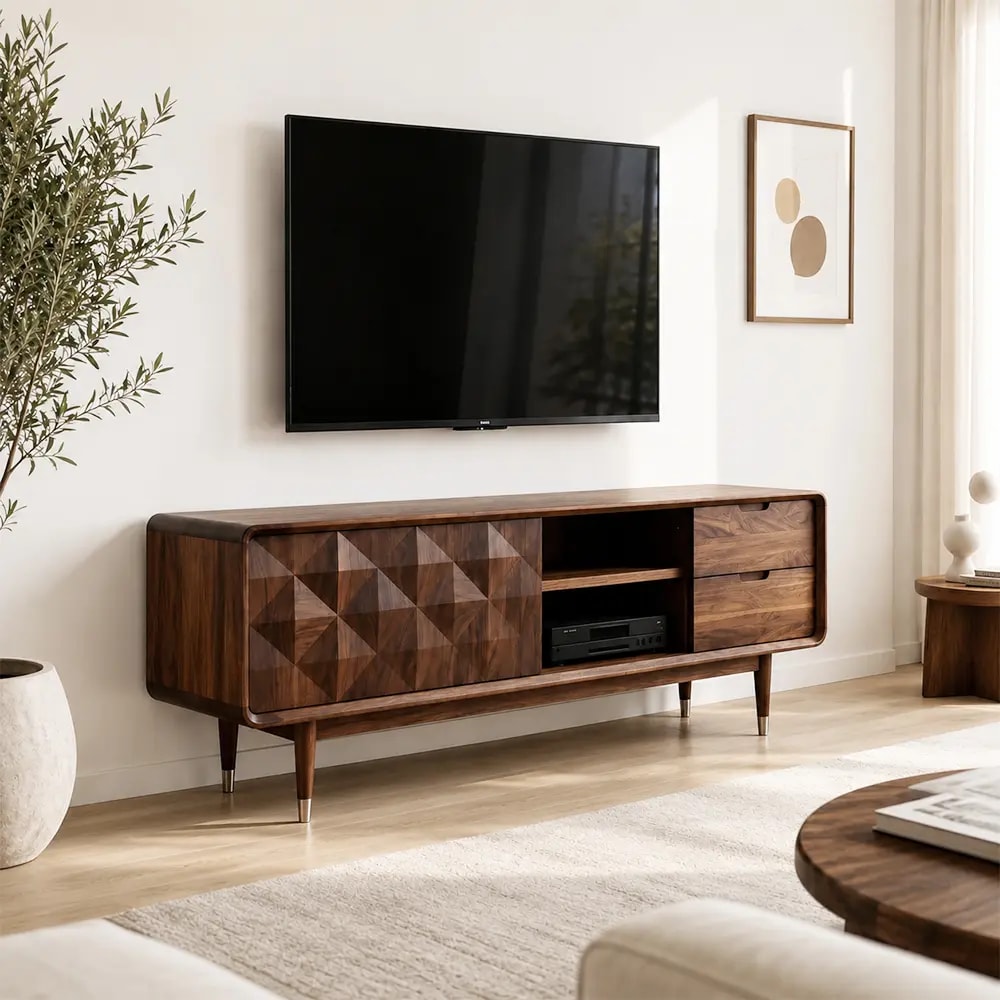 Minimalist Solid Wood TV Stand lifestyle 3