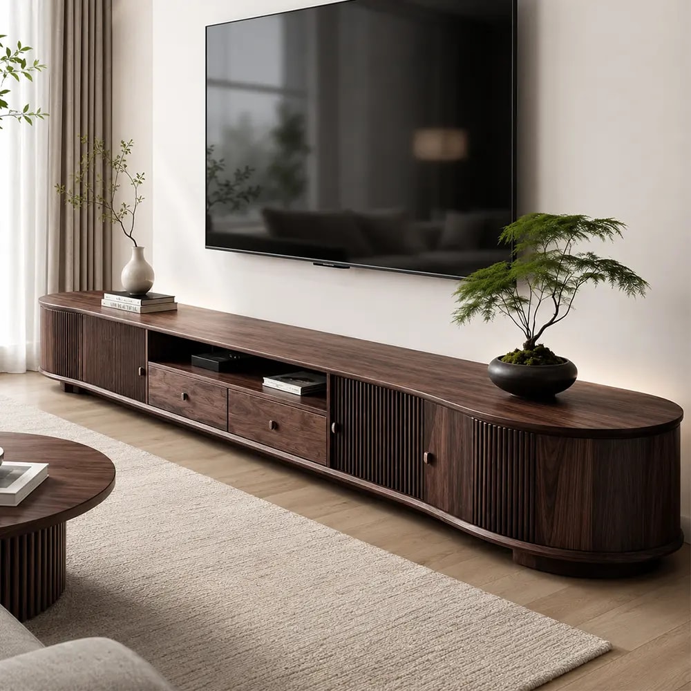 Solid Walnut Entertainment Console lifestyle 2