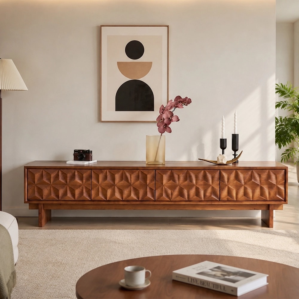 Modern Geometric Embossed TV Cabinet lifestyle 1