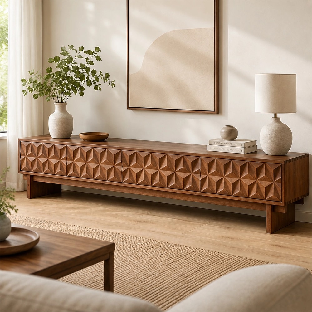 Modern Geometric Embossed TV Cabinet lifestyle 2