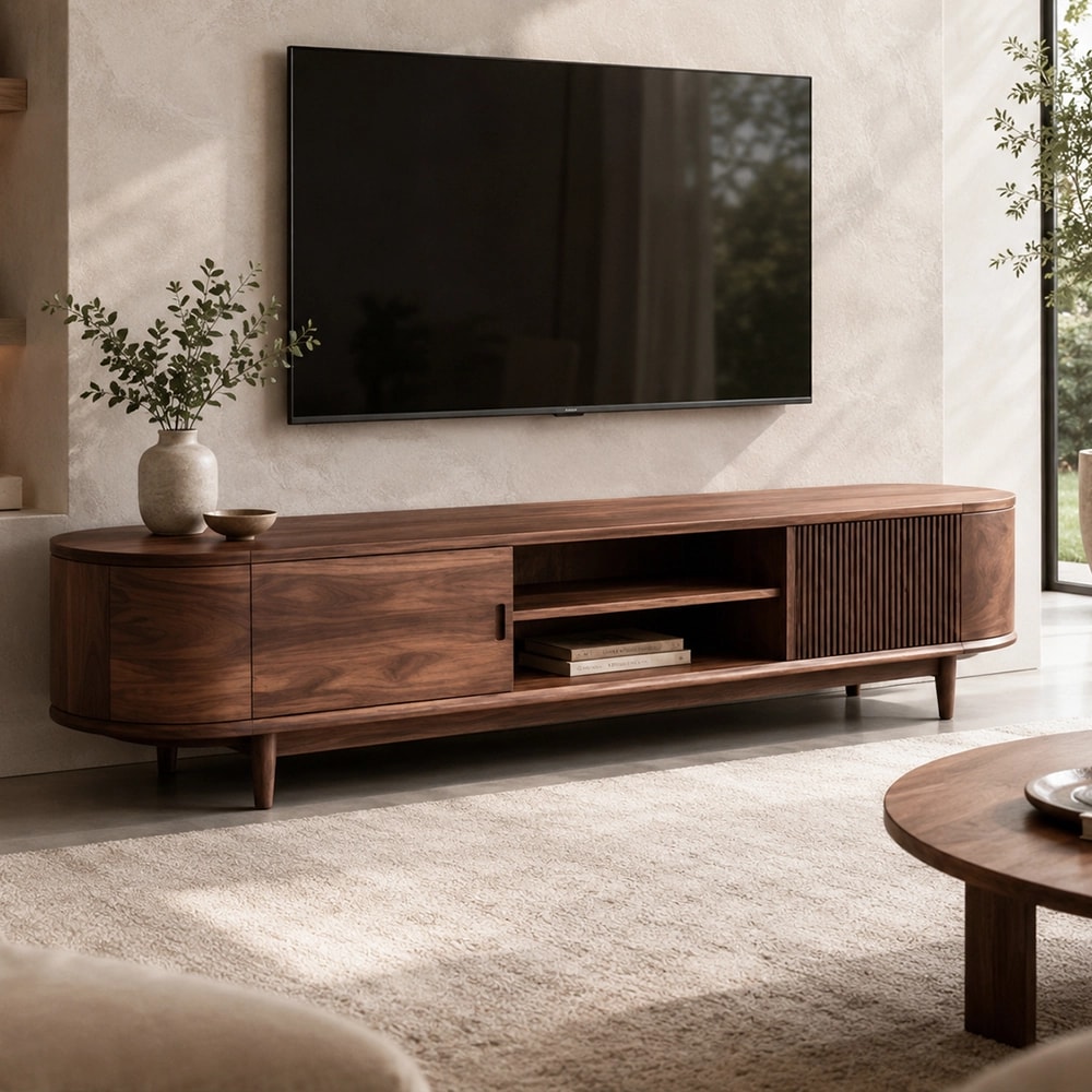 Solid Walnut Low Media Console lifestyle 3