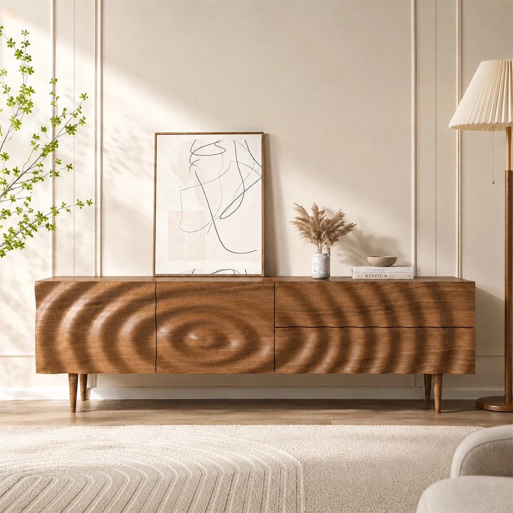 Embossed Black Walnut TV Stand lifestyle 1