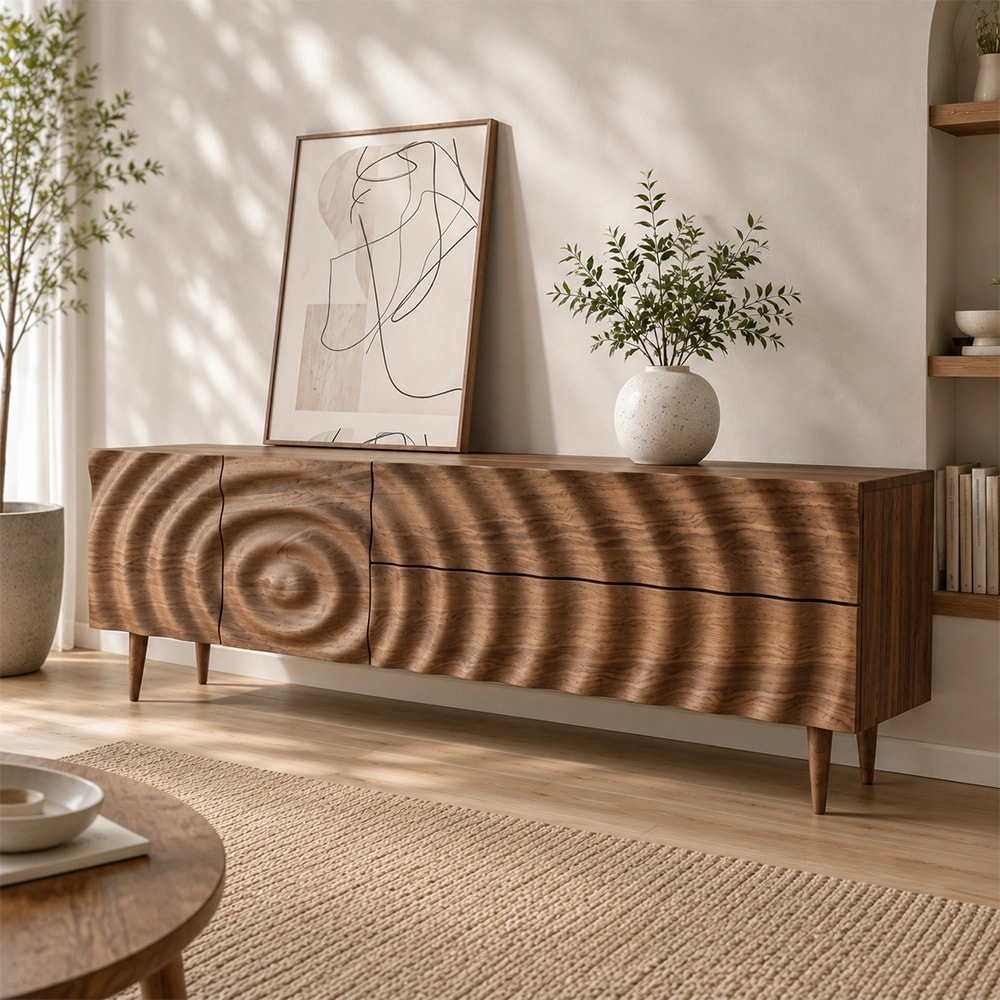 Embossed Black Walnut TV Stand lifestyle 2