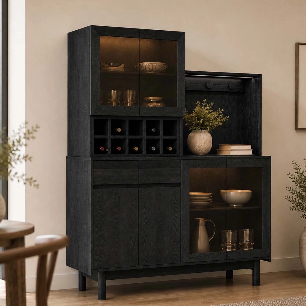 Layered Black Ash Coffee Cabinet lifestyle 2