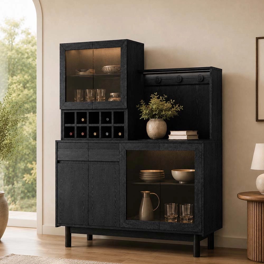 Layered Black Ash Coffee Cabinet lifestyle 3