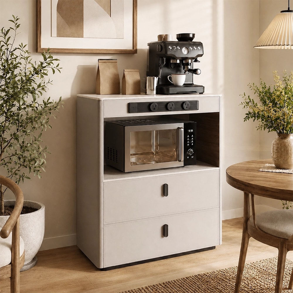 Sintered Stone & Leather Sideboard lifestyle 3