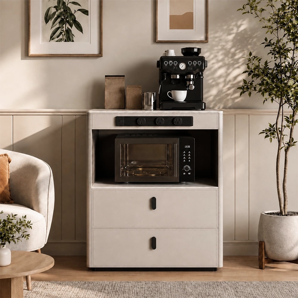 Sintered Stone & Leather Sideboard lifestyle 1