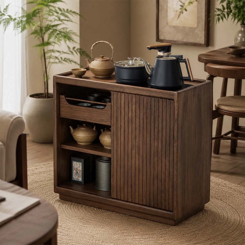 Solid Walnut Integrated Tea Station lifestyle 2