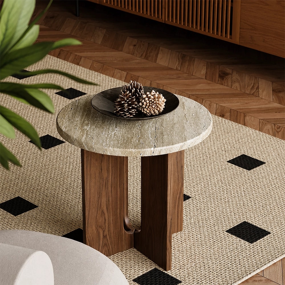 Round Travertine Coffee Table lifestyle 3